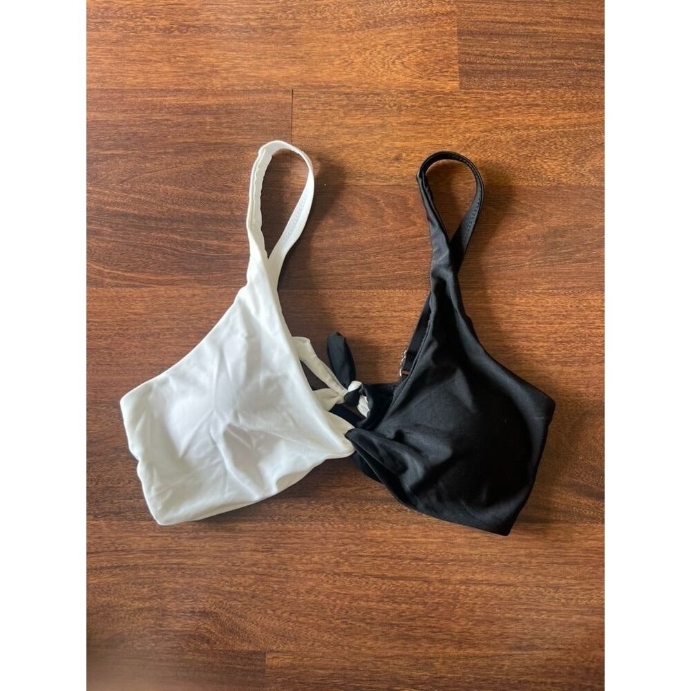 Shein Black White Colorblock Bikini Top Medium Adjustable Swim